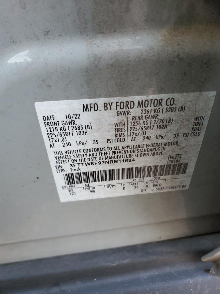 2022 FORD MAVERICK XL VIN:3FTTW8F97NRB11684