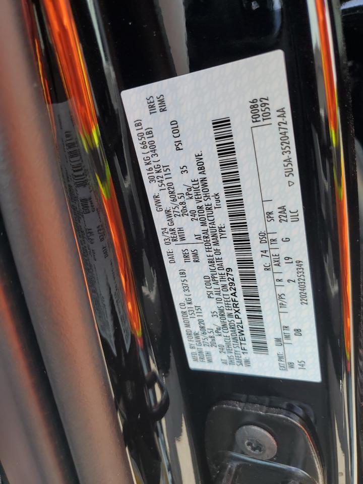 2024 FORD F150 STX VIN:1FTEW2LPXRFA29279