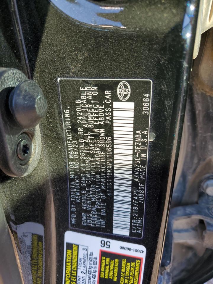 2023 TOYOTA CAMRY LE VIN:4T1C11BKXPU106596