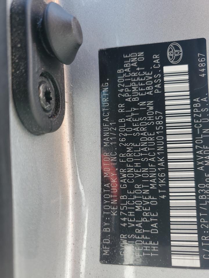 2022 TOYOTA CAMRY XSE VIN:4T1K61AK1NU015857