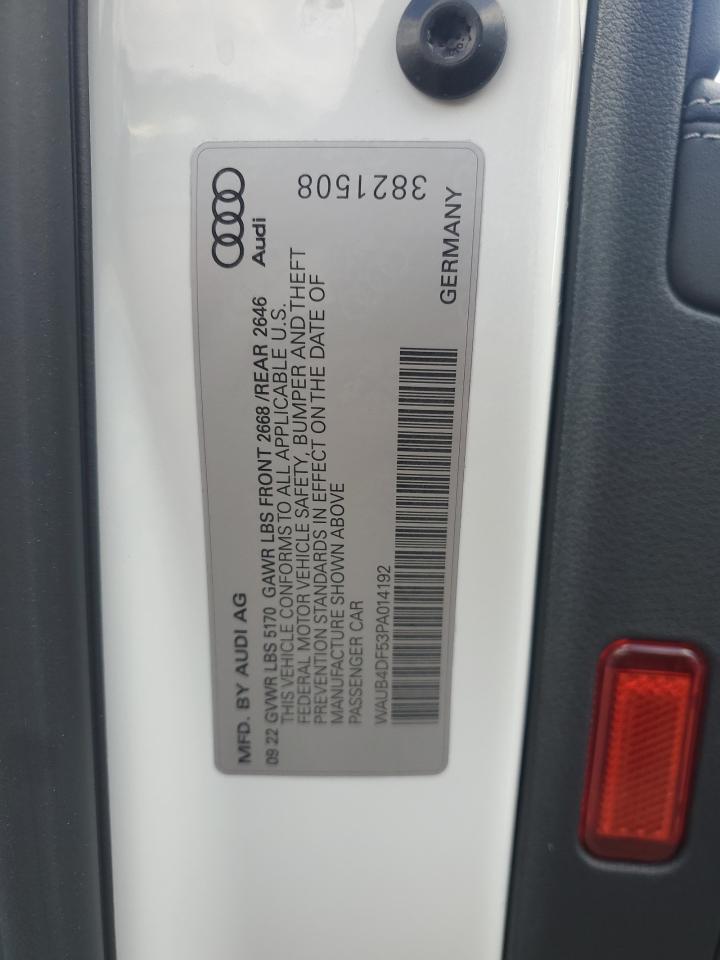 2023 AUDI S5 PRESTIGE VIN:WAUB4DF53PA014192