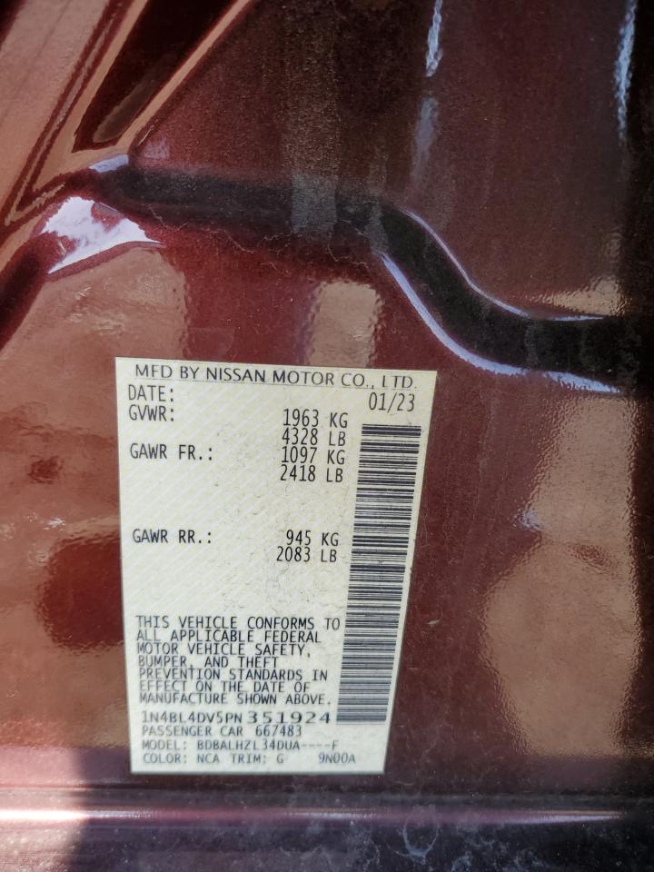2023 NISSAN ALTIMA SV VIN:1N4BL4DV5PN351924