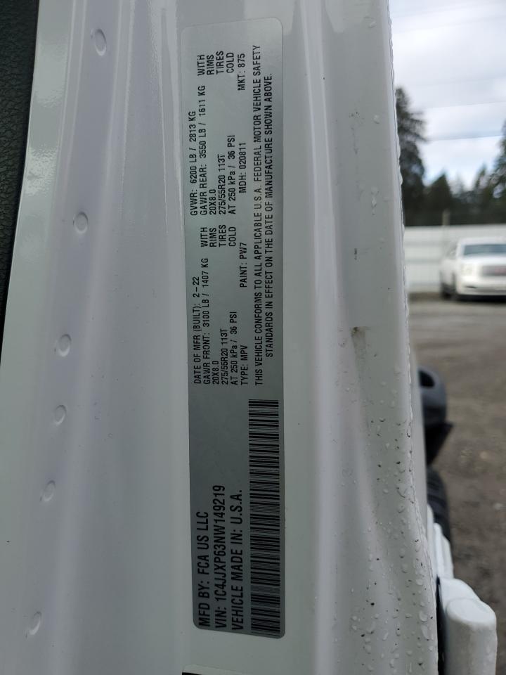 2022 JEEP WRANGLER UNLIMITED SAHARA 4XE VIN:1C4JJXP63NW149219
