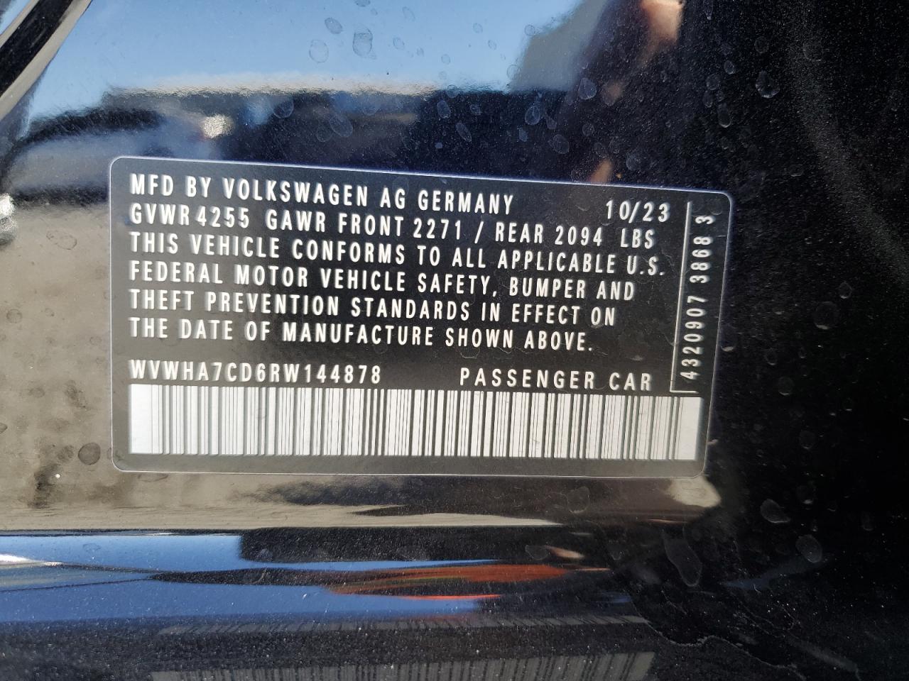 2024 VOLKSWAGEN GTI S VIN:WVWHA7CD6RW144878