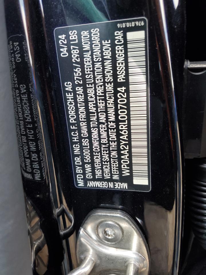 2024 PORSCHE PANAMERA BASE VIN:WP0AA2YA6RL007024