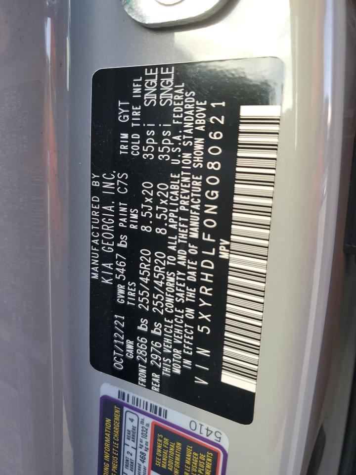 2022 KIA SORENTO EX VIN:5XYRHDLF0NG080621