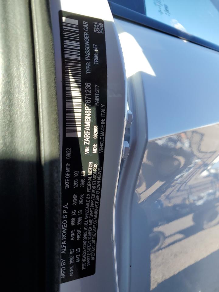 2023 ALFA ROMEO GIULIA TI VIN:ZARFAMBN8P7671236