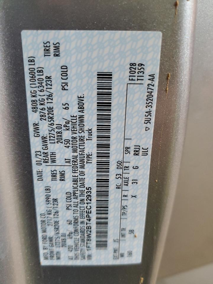 2023 FORD F250 SUPER DUTY VIN:1FT8W2BT4PEC12935