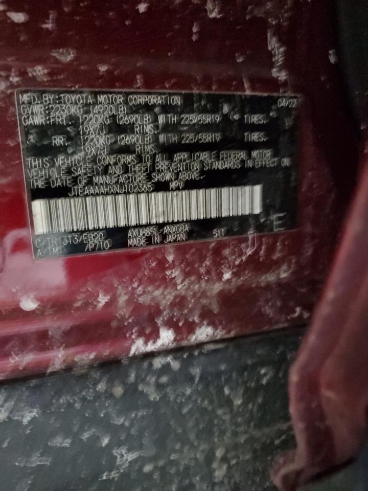 2022 TOYOTA VENZA LE VIN:JTEAAAAHXNJ102365