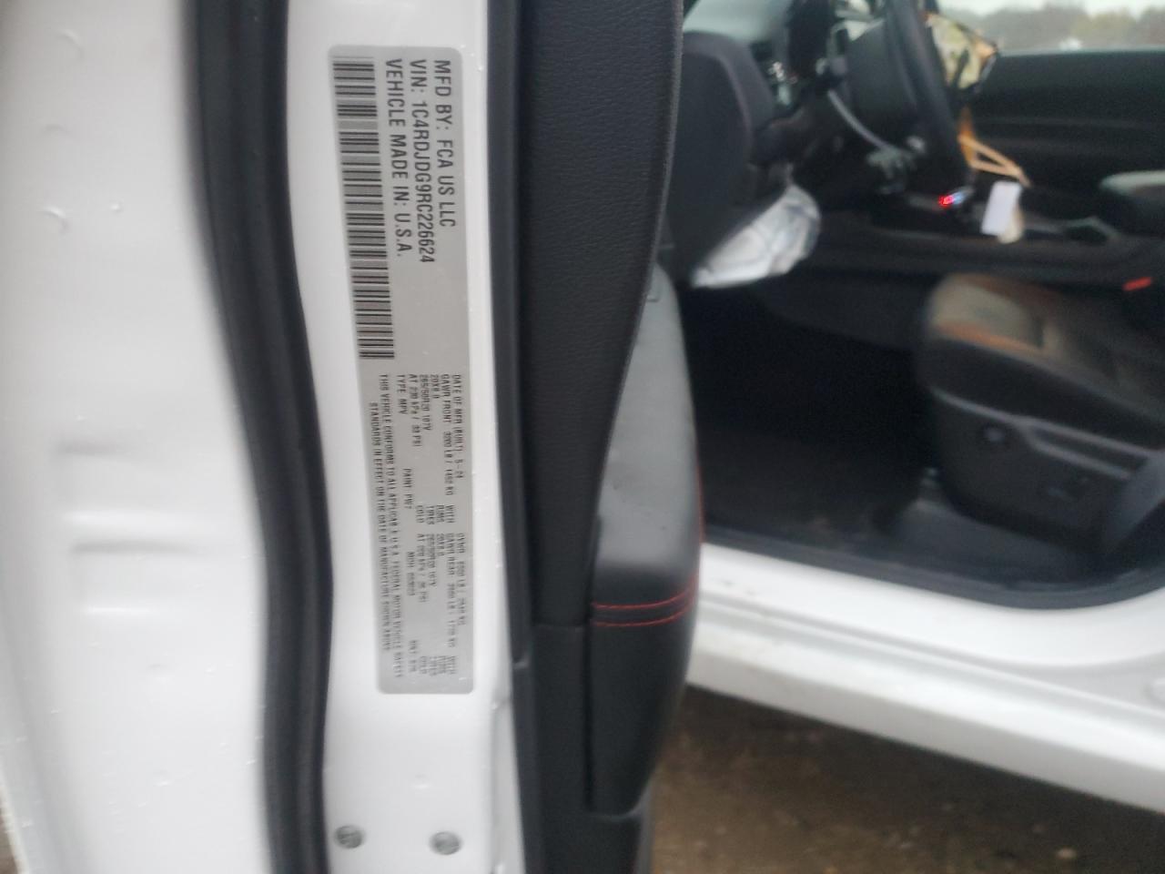 2024 DODGE DURANGO GT VIN:1C4RDJDG9RC226624