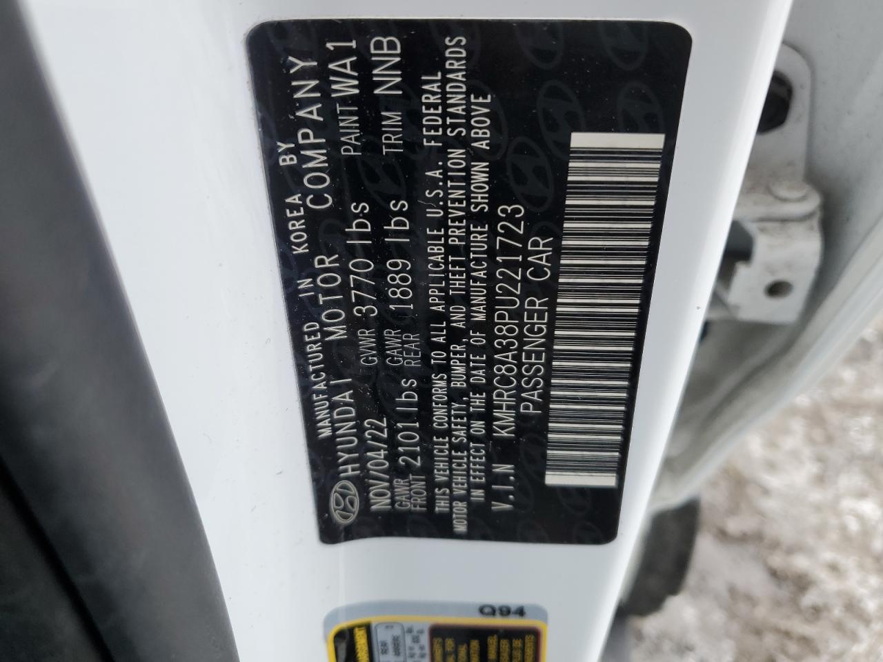 2023 HYUNDAI VENUE SEL VIN:KMHRC8A38PU221723