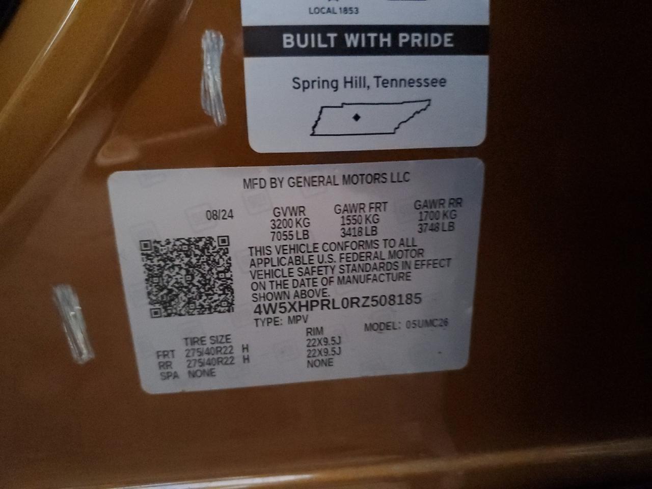 2024 ACURA ZDX TYPE-S VIN:4W5XHPRL0RZ508185