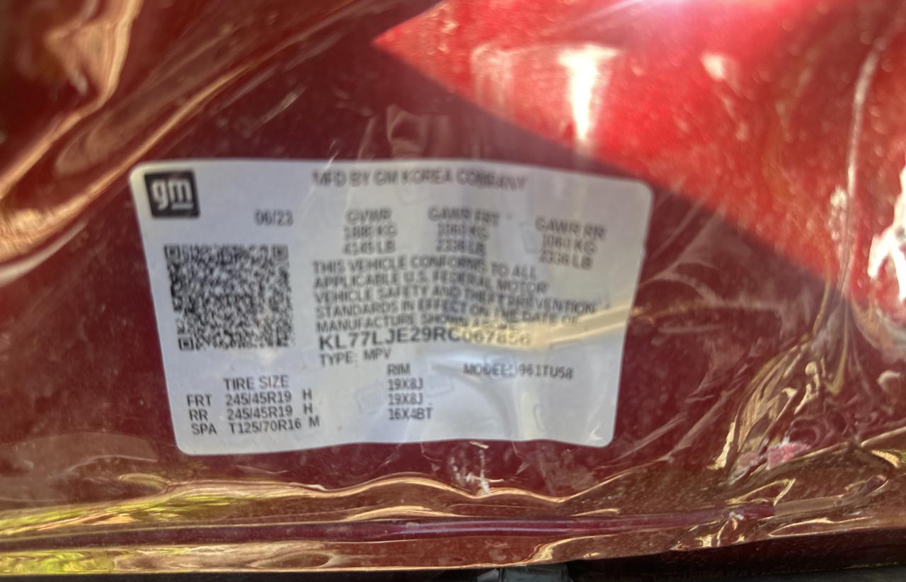 2024 CHEVROLET TRAX 2RS VIN:KL77LJE29RC067856