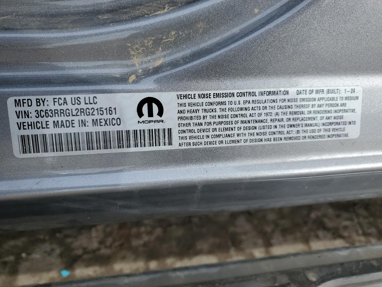 2024 RAM 3500 TRADESMAN VIN:3C63RRGL2RG215161