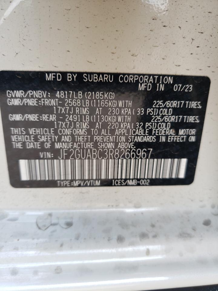 2024 SUBARU CROSSTREK VIN:JF2GUABC3R8266967