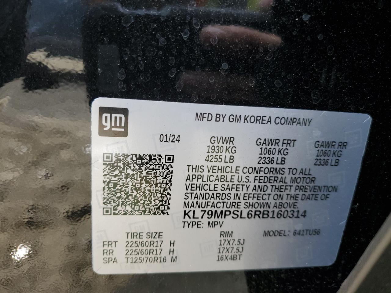 2024 CHEVROLET TRAILBLAZER LT VIN:KL79MPSL6RB160314