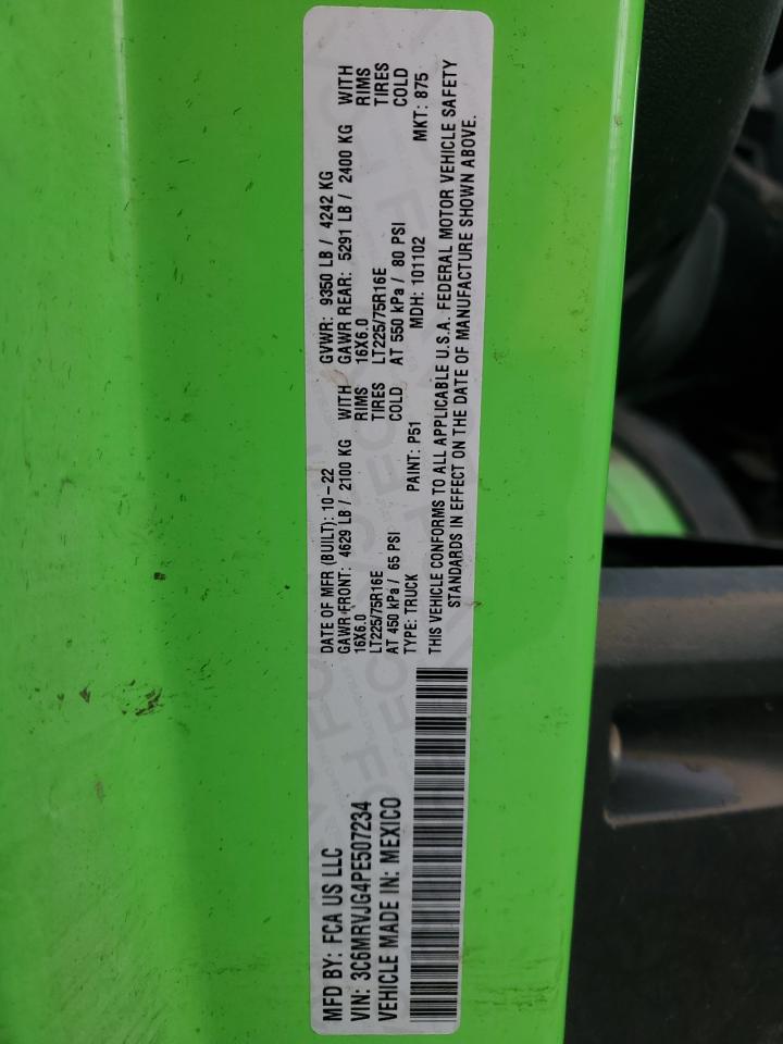 2023 RAM PROMASTER 3500 3500 HIGH VIN:3C6MRVJG4PE507234