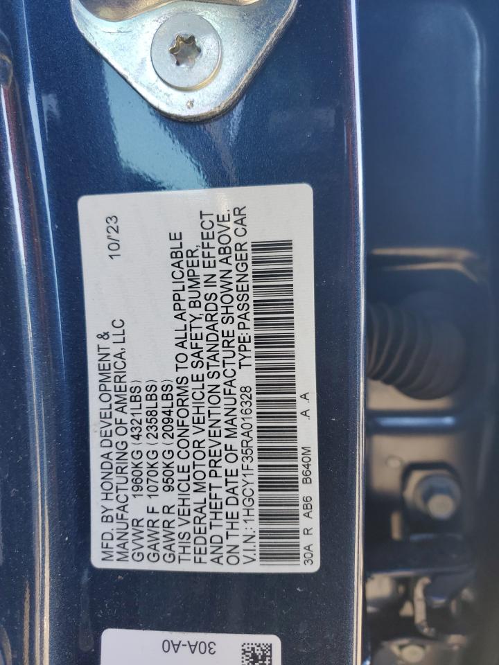 2024 HONDA ACCORD EX VIN:1HGCY1F35RA016328