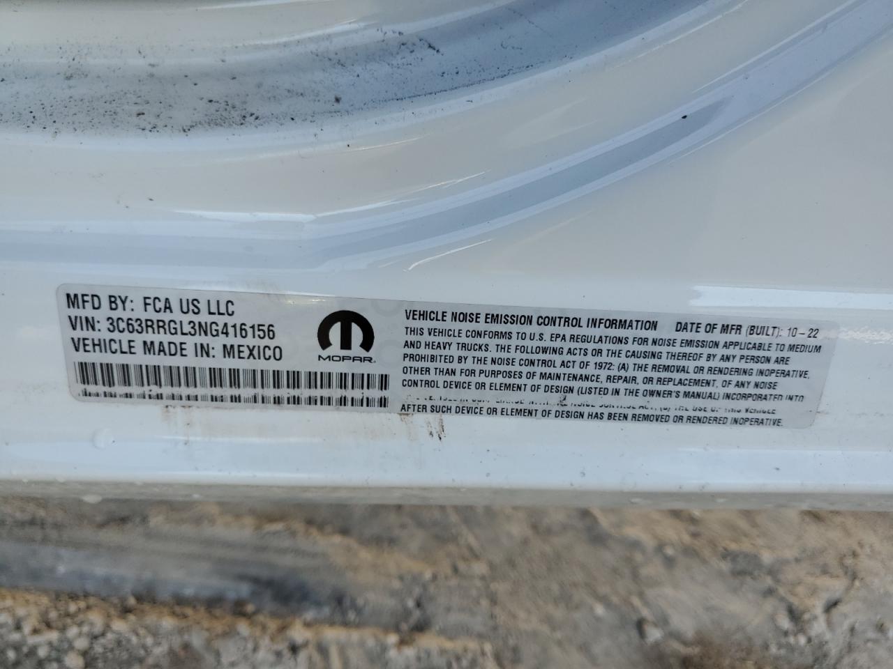 2022 RAM 3500 TRADESMAN VIN:3C63RRGL3NG416156