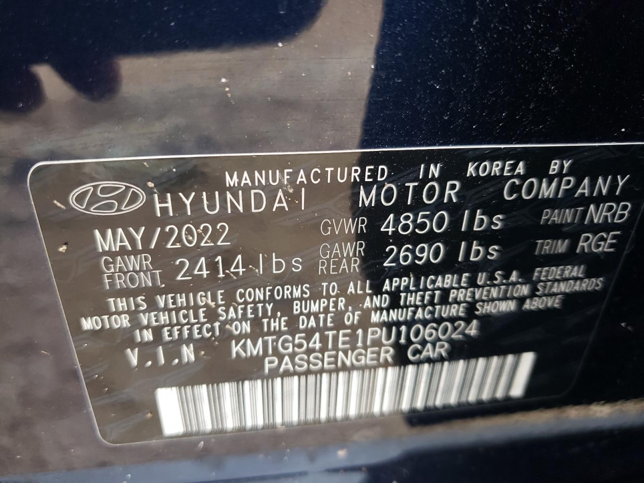 2023 GENESIS G70 BASE VIN:KMTG54TE1PU106024