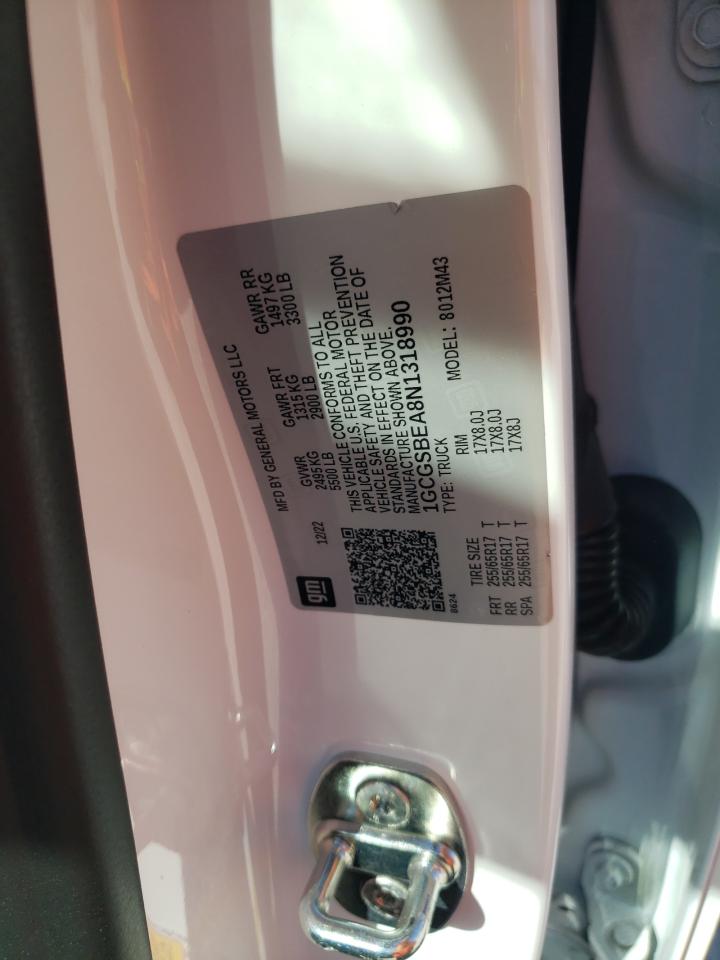 2022 CHEVROLET COLORADO VIN:1GCGSBEA8N1318990