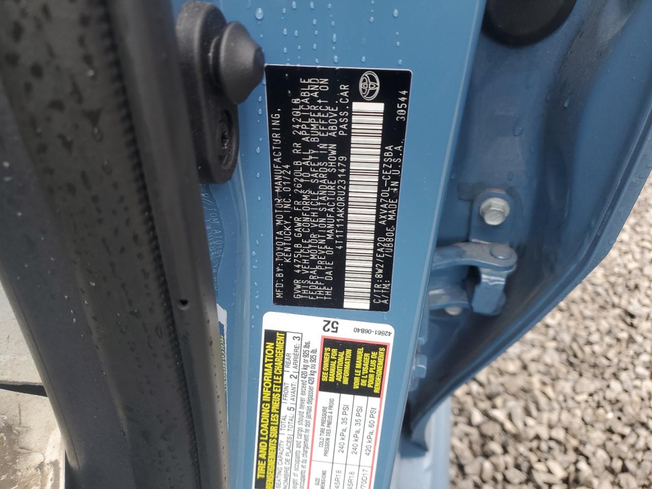 2024 TOYOTA CAMRY SE NIGHT SHADE VIN:4T1T11AK0RU231479