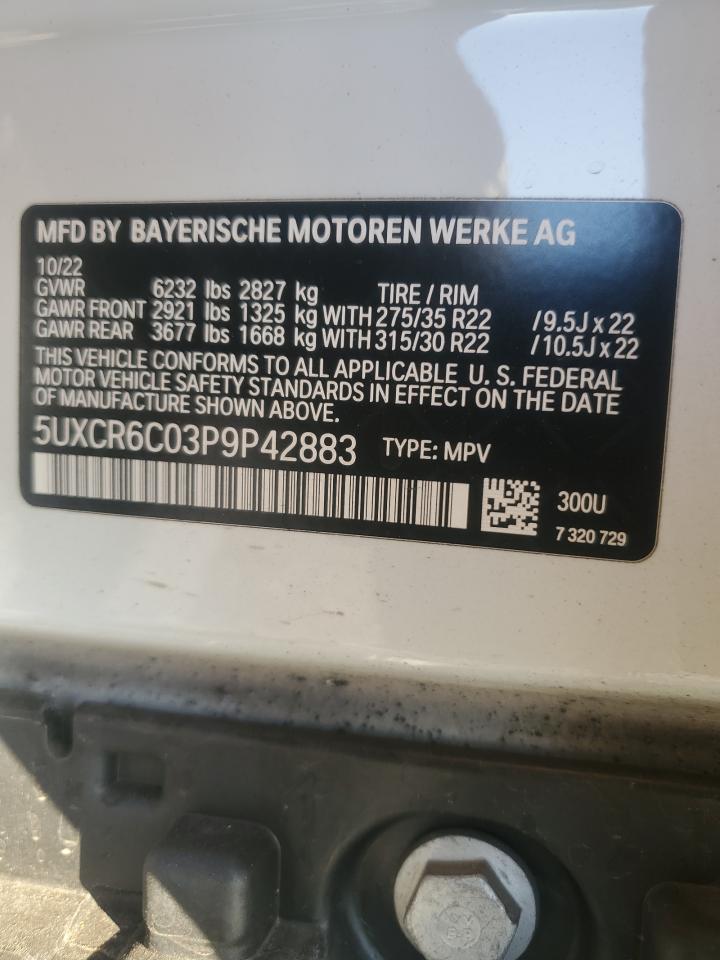 2023 BMW X5 XDRIVE40I VIN:5UXCR6C03P9P42883