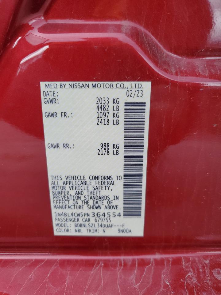 2023 NISSAN ALTIMA SR VIN:1N4BL4CW5PN364554