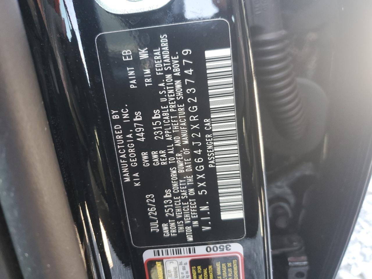 2024 KIA K5 GT LINE VIN:5XXG64J2XRG237479