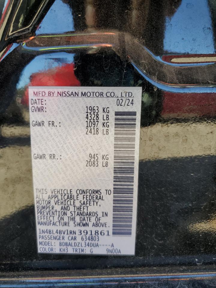 2024 NISSAN ALTIMA S VIN:1N4BL4BV1RN391861
