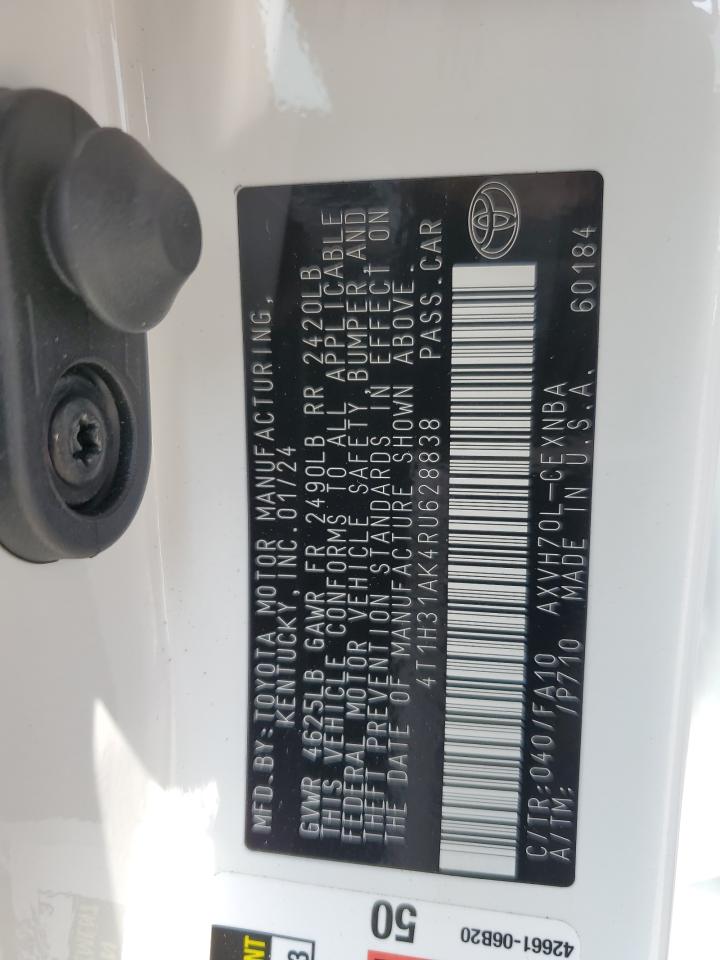 2024 TOYOTA CAMRY LE VIN:4T1H31AK4RU628838