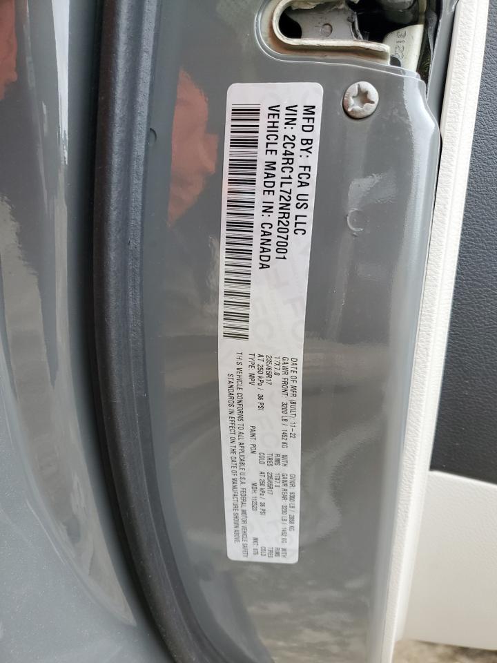 2022 CHRYSLER PACIFICA HYBRID TOURING L VIN:2C4RC1L72NR207001
