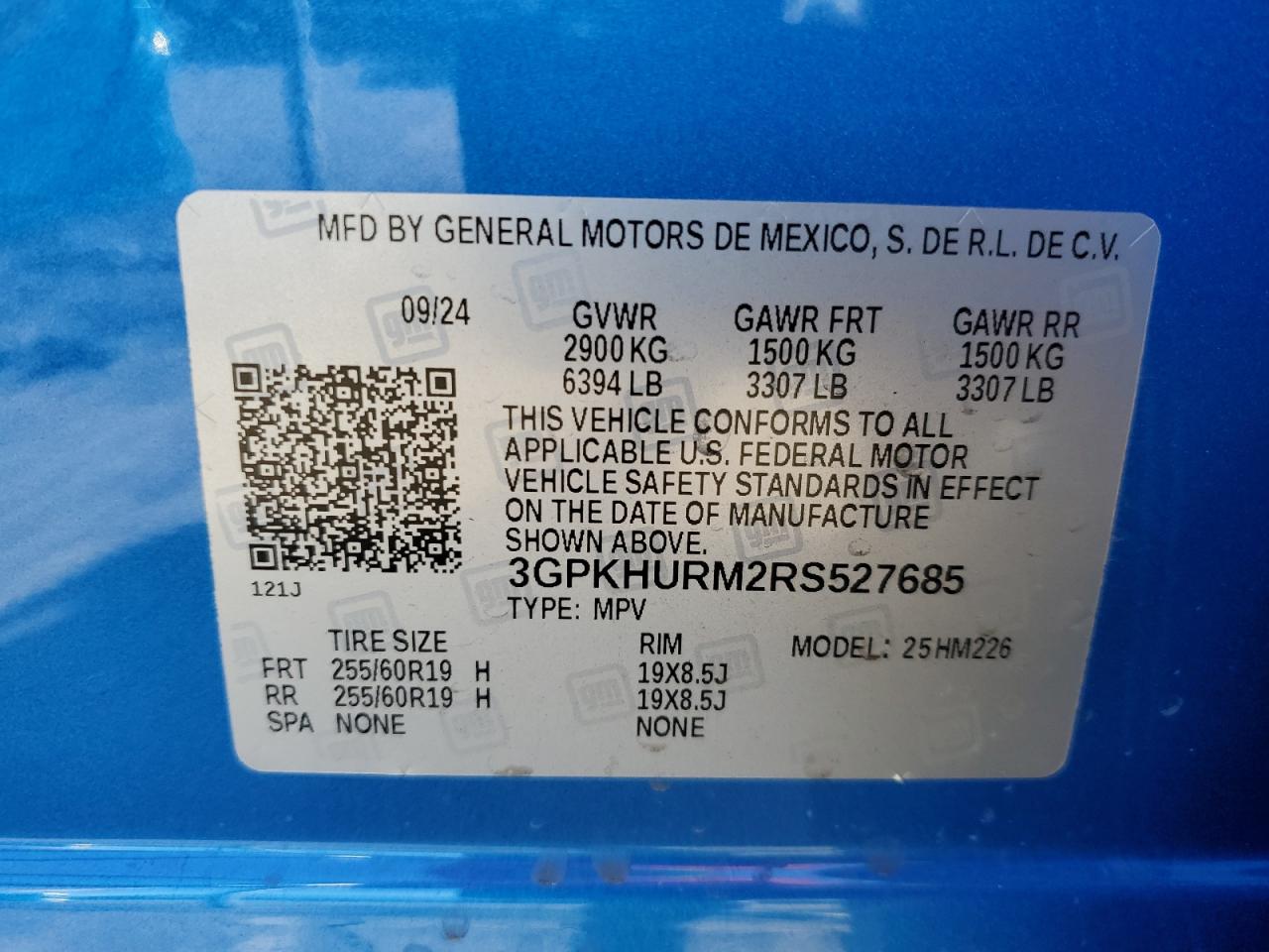 2024 HONDA PROLOGUE ECO VIN:3GPKHURM2RS527685