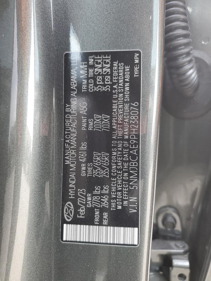 2023 HYUNDAI TUCSON SEL VIN:5NMJBCAE9PH238076