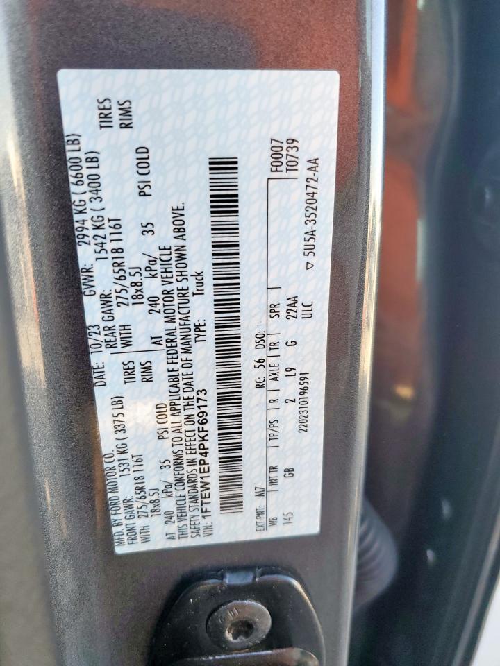 2023 FORD F150 SUPERCREW VIN:1FTEW1EP4PKF69173