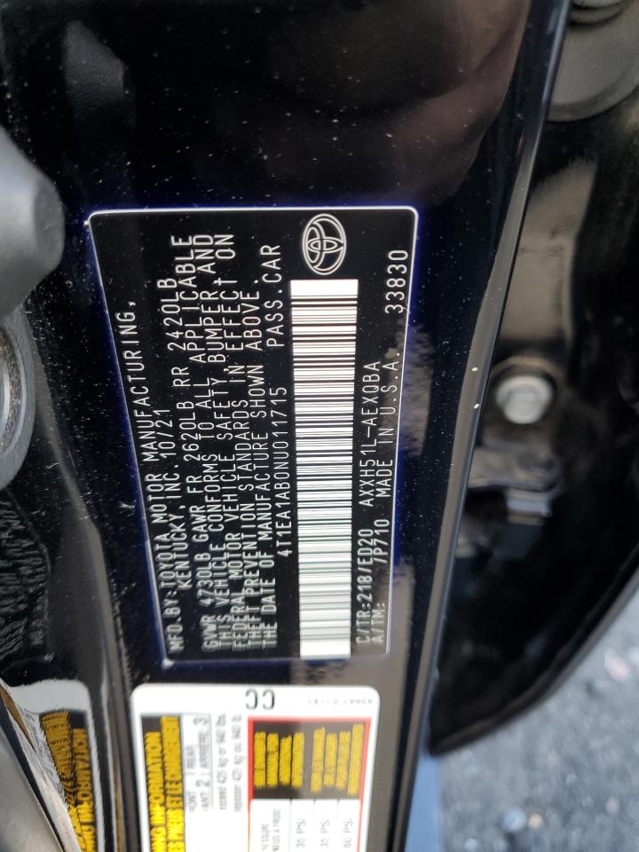 2022 TOYOTA AVALON NIGHT SHADE VIN:4T1EA1AB0NU011715