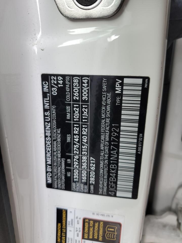 2022 MERCEDES-BENZ GLE 350 4MATIC VIN:4JGFB4KB1NA717921