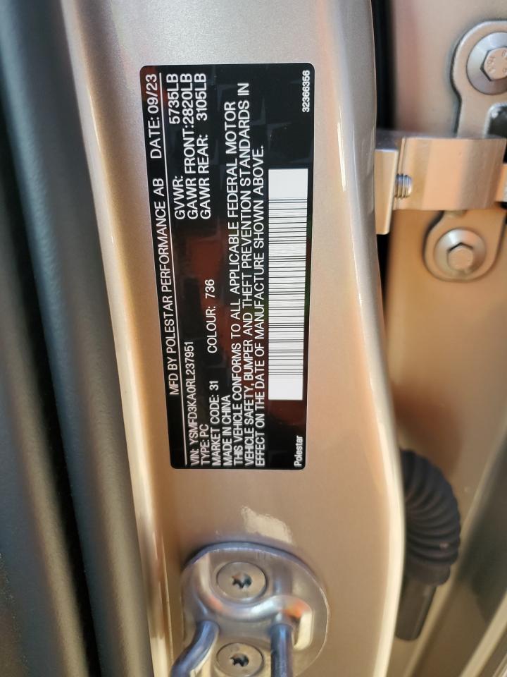 2024 POLESTAR 2 VIN:YSMFD3KA0RL237951