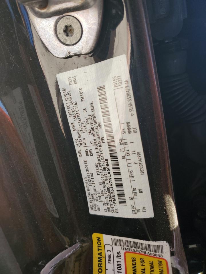 2022 FORD BRONCO RAPTOR VIN:1FMEE5JR7NLA50848