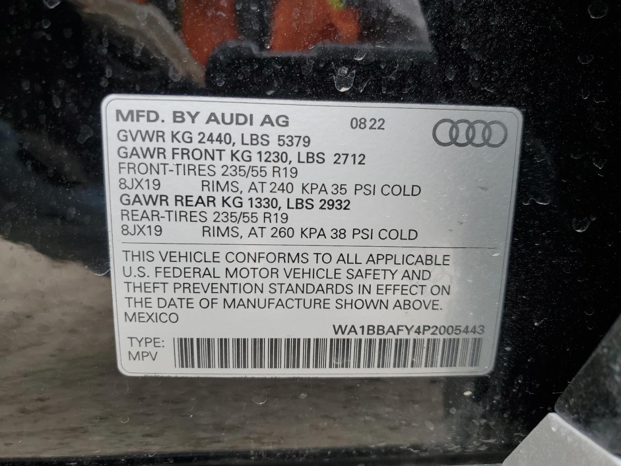 2023 AUDI Q5 PREMIUM PLUS 40 VIN:WA1BBAFY4P2005443