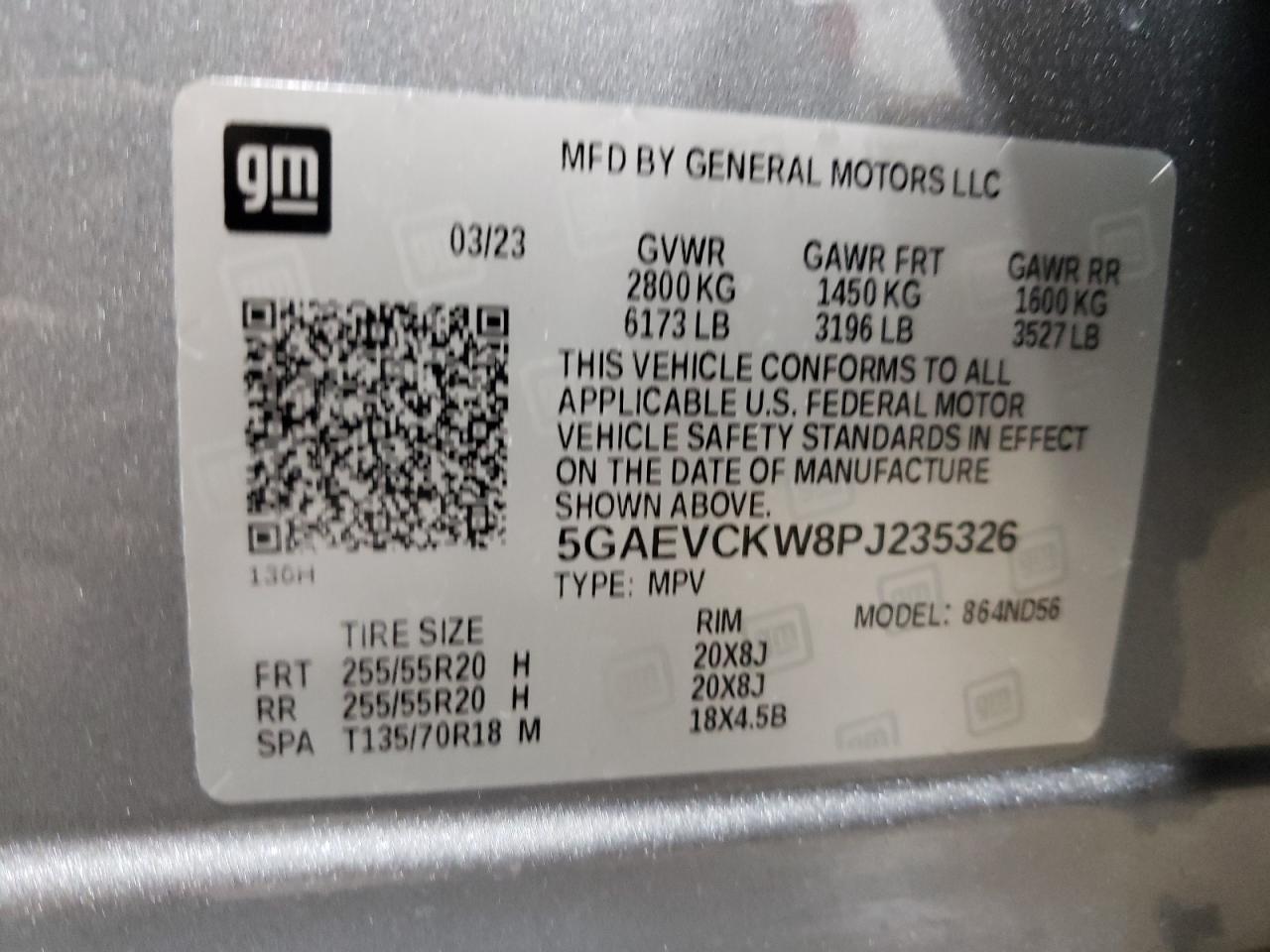 2023 BUICK ENCLAVE AVENIR VIN:5GAEVCKW8PJ235326