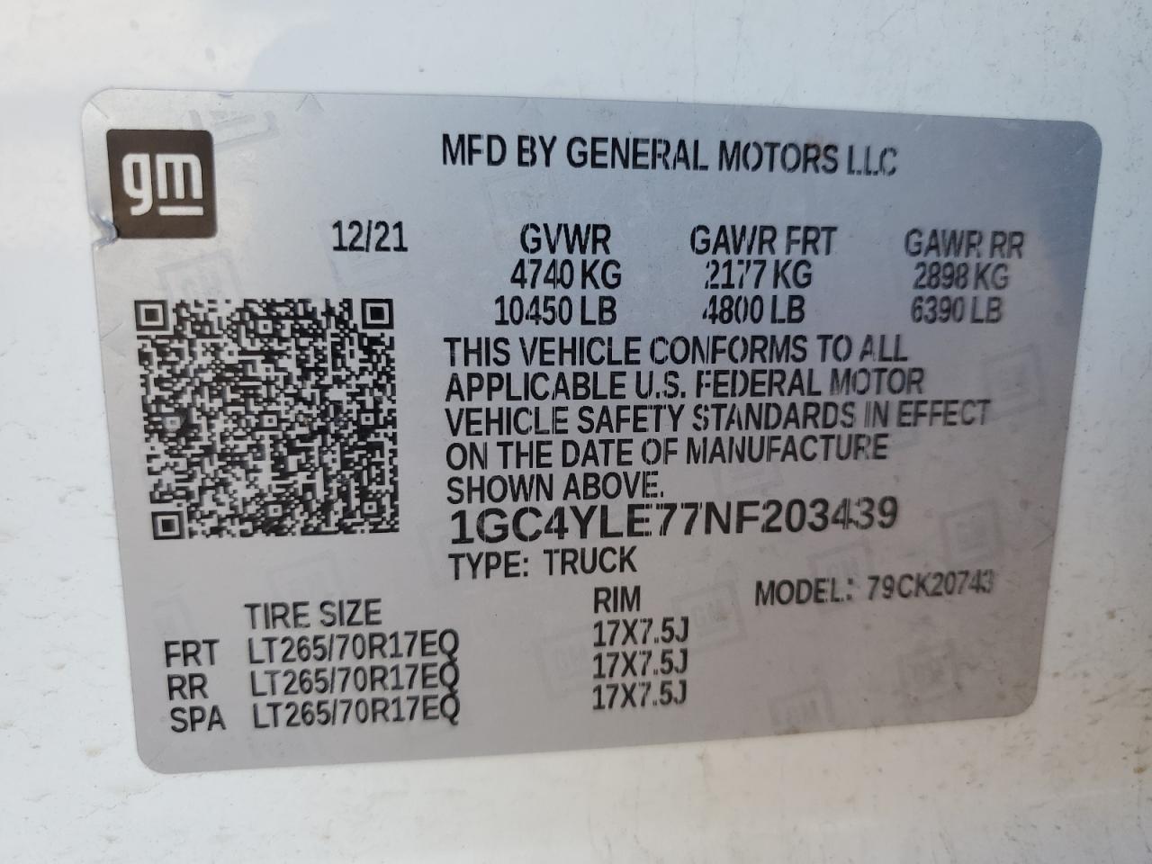 2022 CHEVROLET SILVERADO K2500 HEAVY DUTY VIN:5N3AA08A86N801403