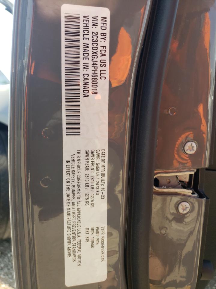 2023 DODGE CHARGER SCAT PACK VIN:2C3CDXGJ4PH680018