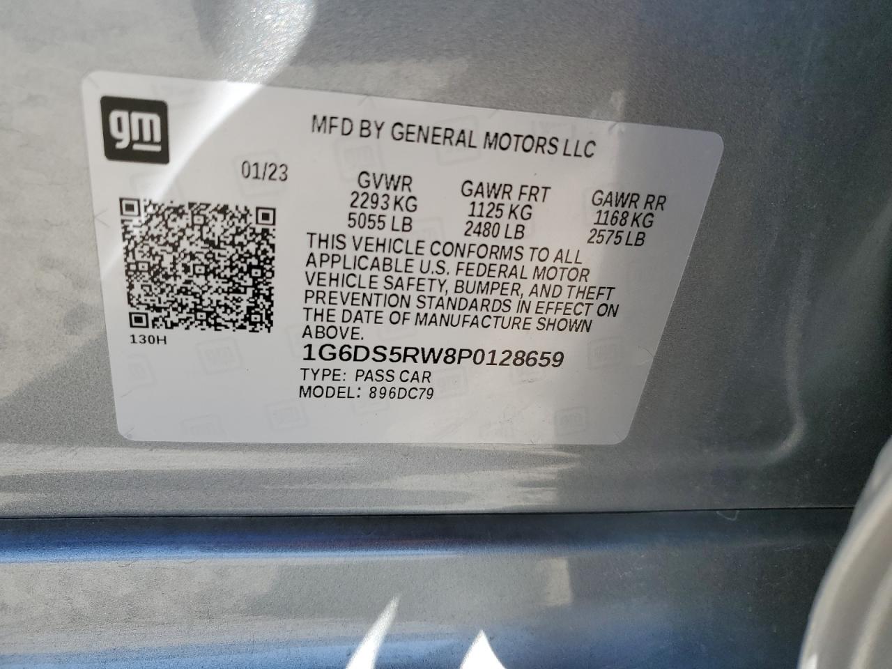 2023 CADILLAC CT5 PREMIUM LUXURY VIN:1G6DS5RW8P0128659