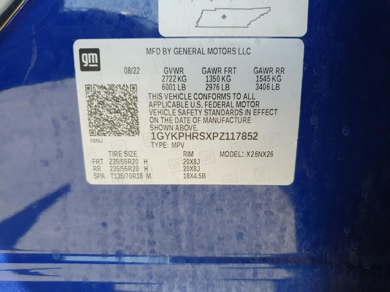 2023 CADILLAC XT6 SPORT PLATINUM VIN:1GYKPHRSXPZ117852