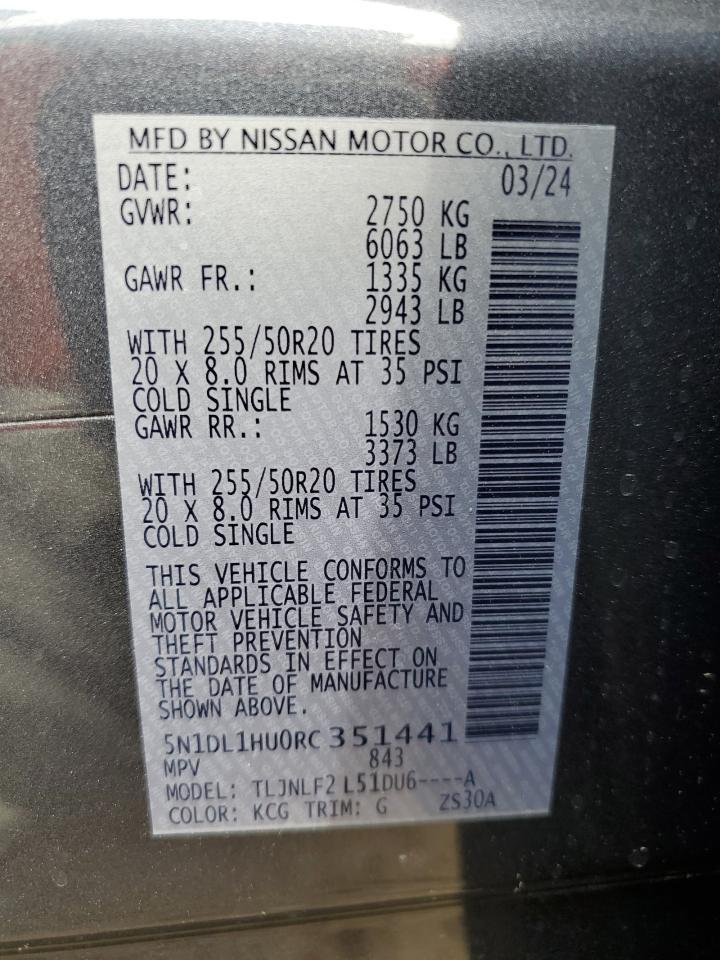 2024 INFINITI QX60 AUTOGRAPH VIN:5N1DL1HU0RC351441