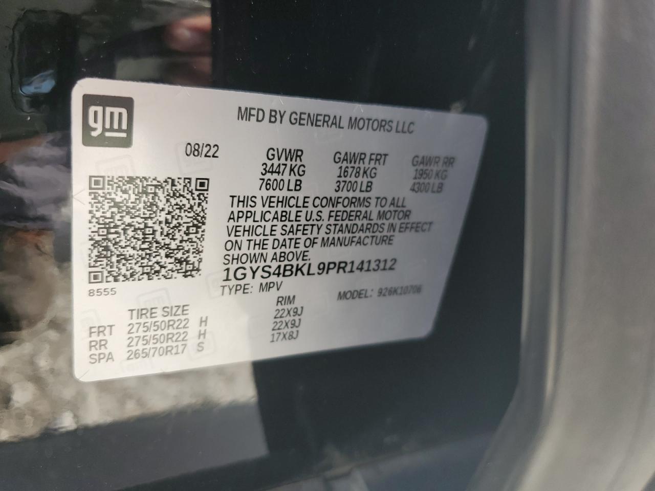 2023 CADILLAC ESCALADE PREMIUM LUXURY VIN:1GYS4BKL9PR141312