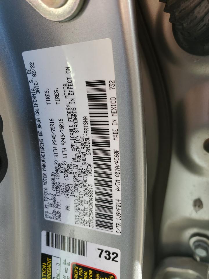 2022 TOYOTA TACOMA DOUBLE CAB VIN:3TMCZ5AN3NM488813