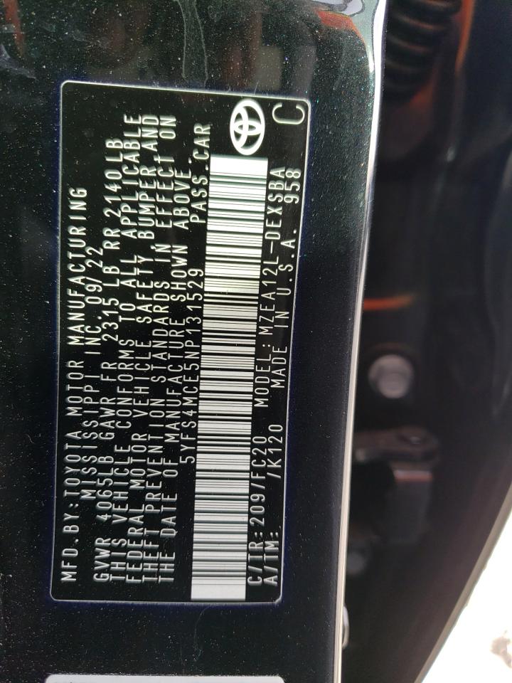 2022 TOYOTA COROLLA SE VIN:1FADP3K22EL326908