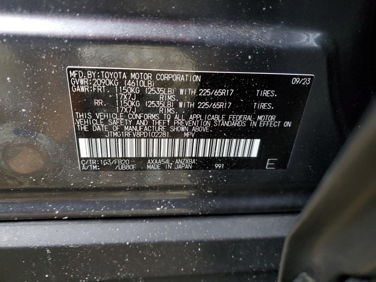 2023 TOYOTA RAV4 LE VIN:3LN6L2GK9DR824519